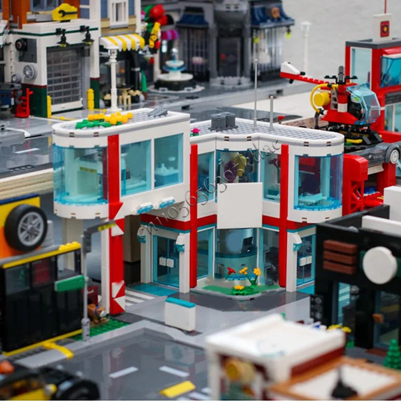 810 قطعة مستشفى مدينة شارع المنزل MOC تخصيص وحدات بنة شعبية التعليمية للأطفال تصميم لتقوم بها بنفسك لعبة عيد الميلاد هدية