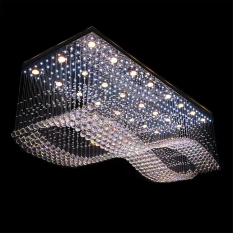 

Double wave curtain crystal chandelier flash tassel decorative ceiling lamp