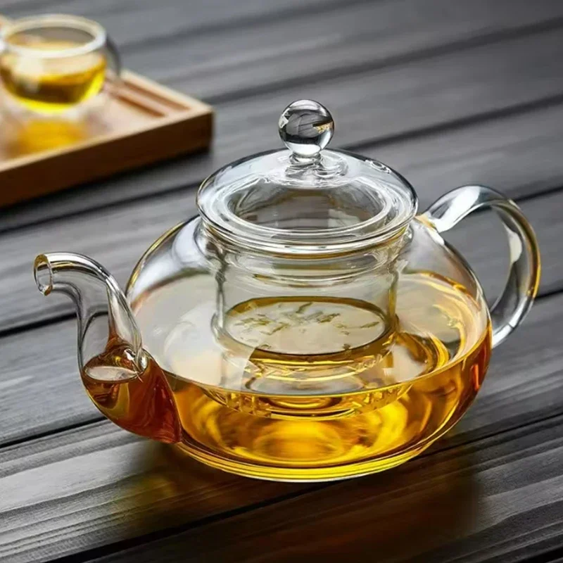 High Borosilicate Glass Flower Tea Pot Filterable Heat-resistant Thickened Glass Teapot Large Capacity Heatable Glass Tea Set