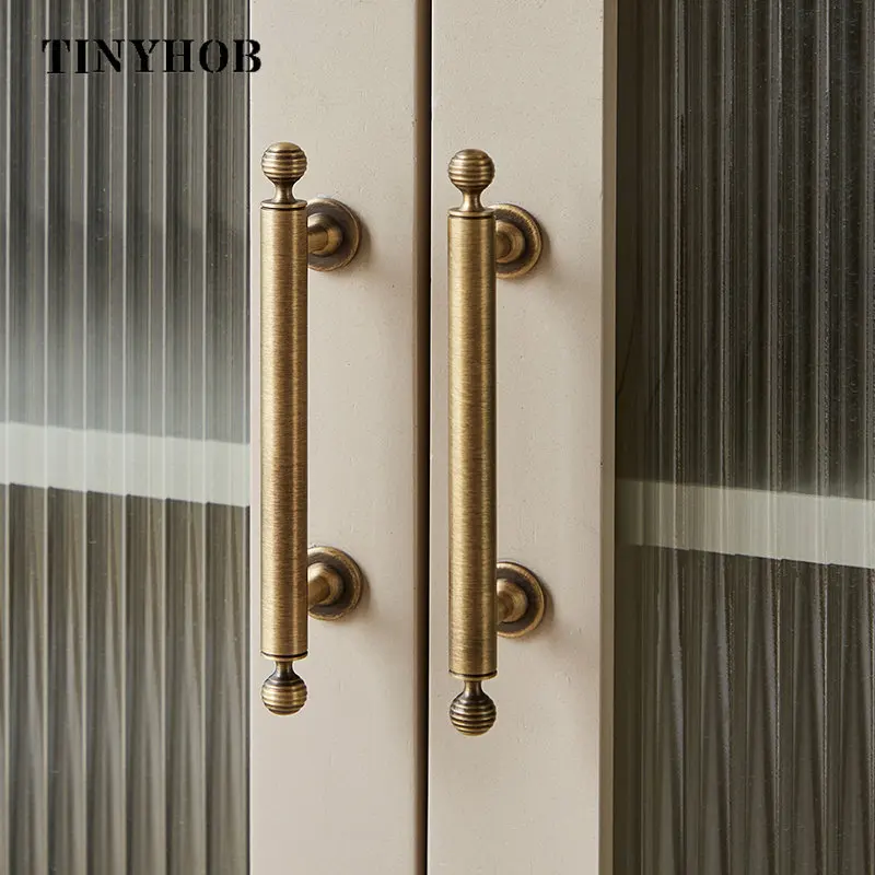 Light Luxury/Vintage Bronze Solid Brass Cabinet Knobs Round Ball Cupboard Handles Chrome Furniture Hardware  Drawer Pull Silver