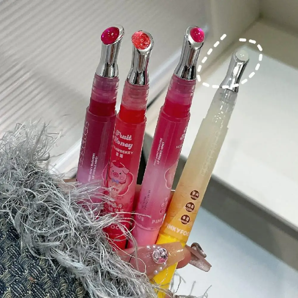 Pêssego hidratante fruta óleo labial hidratante espelho brilho labial não-pegajoso colorido transparente essência bálsamo labial plumping cuidados com os lábios