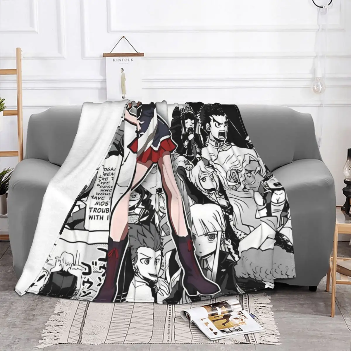 Danganronpa Makoto Game Blanket Flannel Decoration Junko Enoshima Portable Home Bedspread