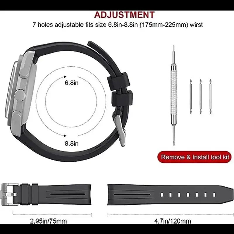 BEFIA gelang pengganti jam tangan Omega Speedmaster tali karet melengkung tanpa celah Pria Wanita 20mm 21mm 22mm gelang jam perak emas