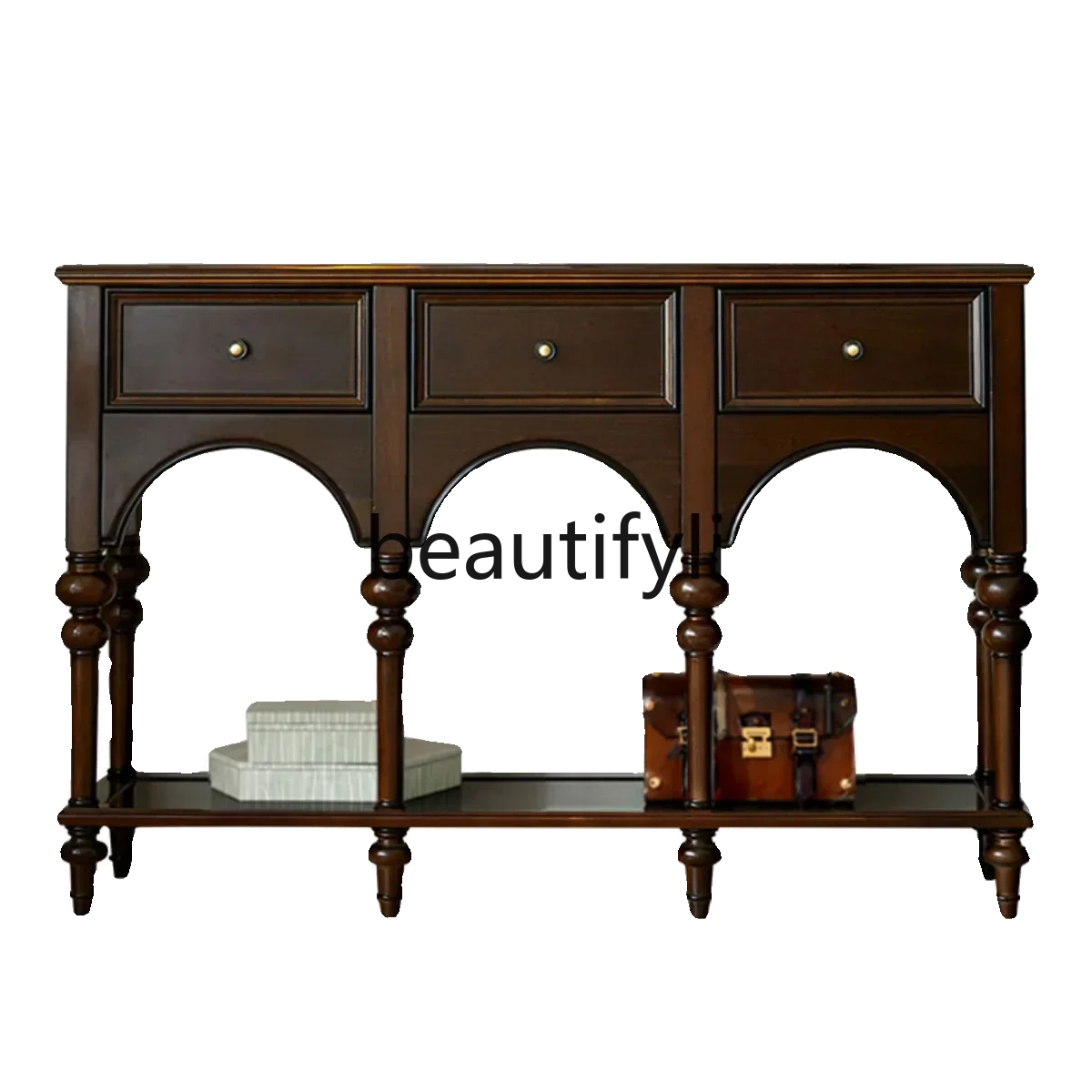 

HHAmerican solid wood entrance cabinet simple against the wall retro entrance table living room entry medieval entrance table
