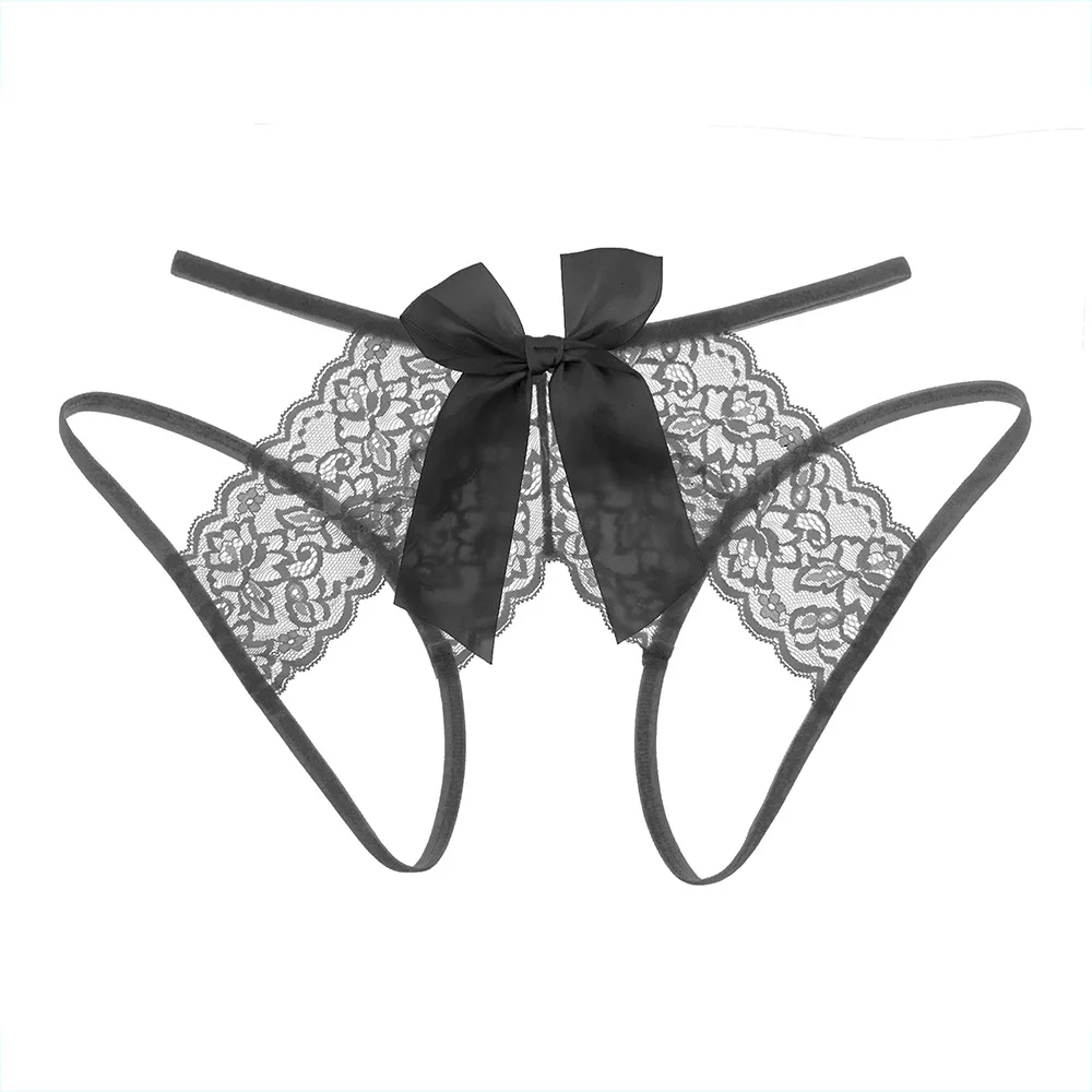 Sexy Dessous für Damen, aushöhlen, Höschen, Versuchung, Schleife, Spitze, zerreißbar, sexy ouvert, G-String, kann eingesetzt werden, Slips in großer