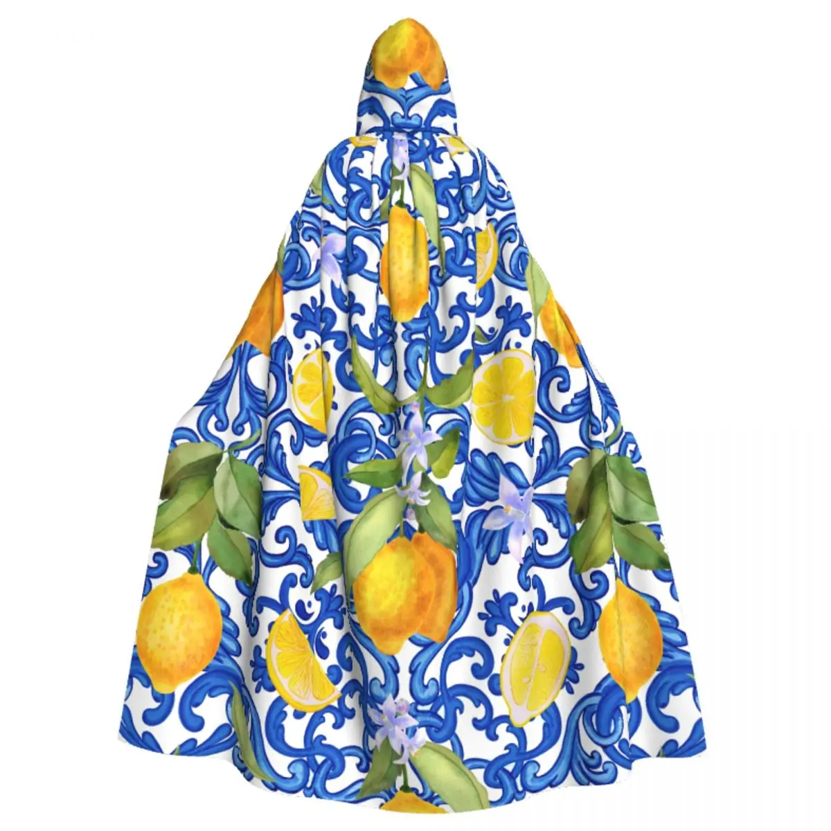 Mediterranean Style Lemon Hooded Cloak Polyester Unisex Witch Cape Costume Accessory Vampire