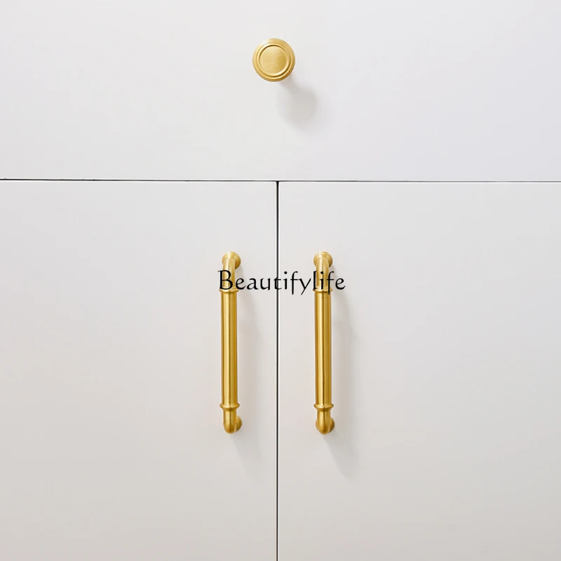 Modern Simple and High-End Golden Drawer Handle French Entry Lux Cream Wind Door Handle