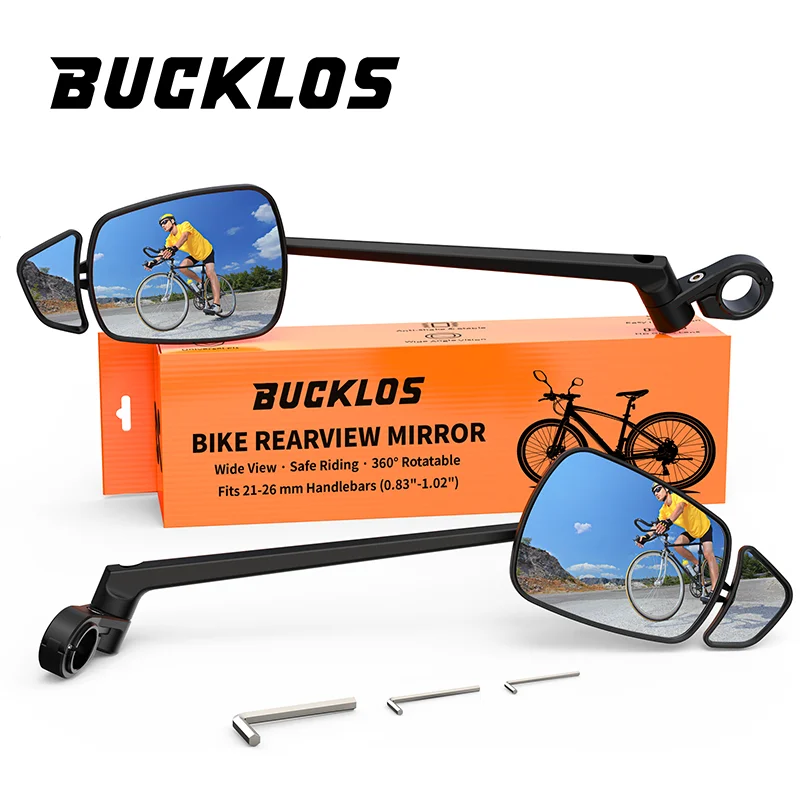 

BUCKLOS Bike Rear View Mirror 360° Rotatable Wide Angle Small Auxiliary Mirror Clear Anti-Glare Rearview Mirror E-bike Parts