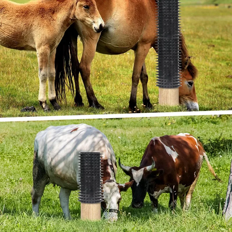 2 Pack Horses & Bovine Massage Brush Kit Cow Brush Equine Scratcher Cattle Soft Touch Itch Post