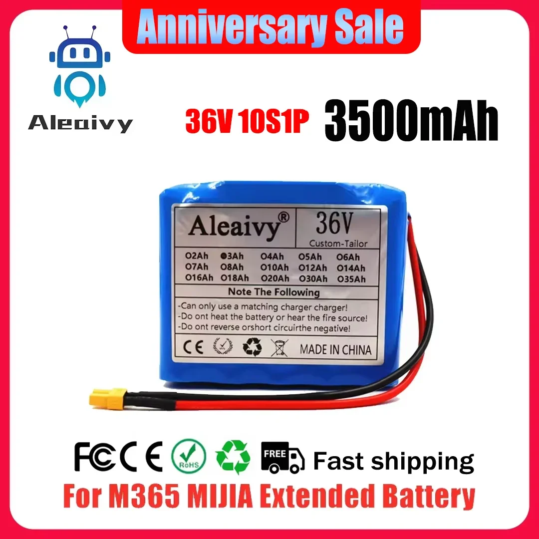 For M365 MIJIA Pro Scooter 36V 3.5Ah 10S1P 18650 Lithium ion Battery Pack Extended Range Charge And Discharge XT30 Plug +15A BMS