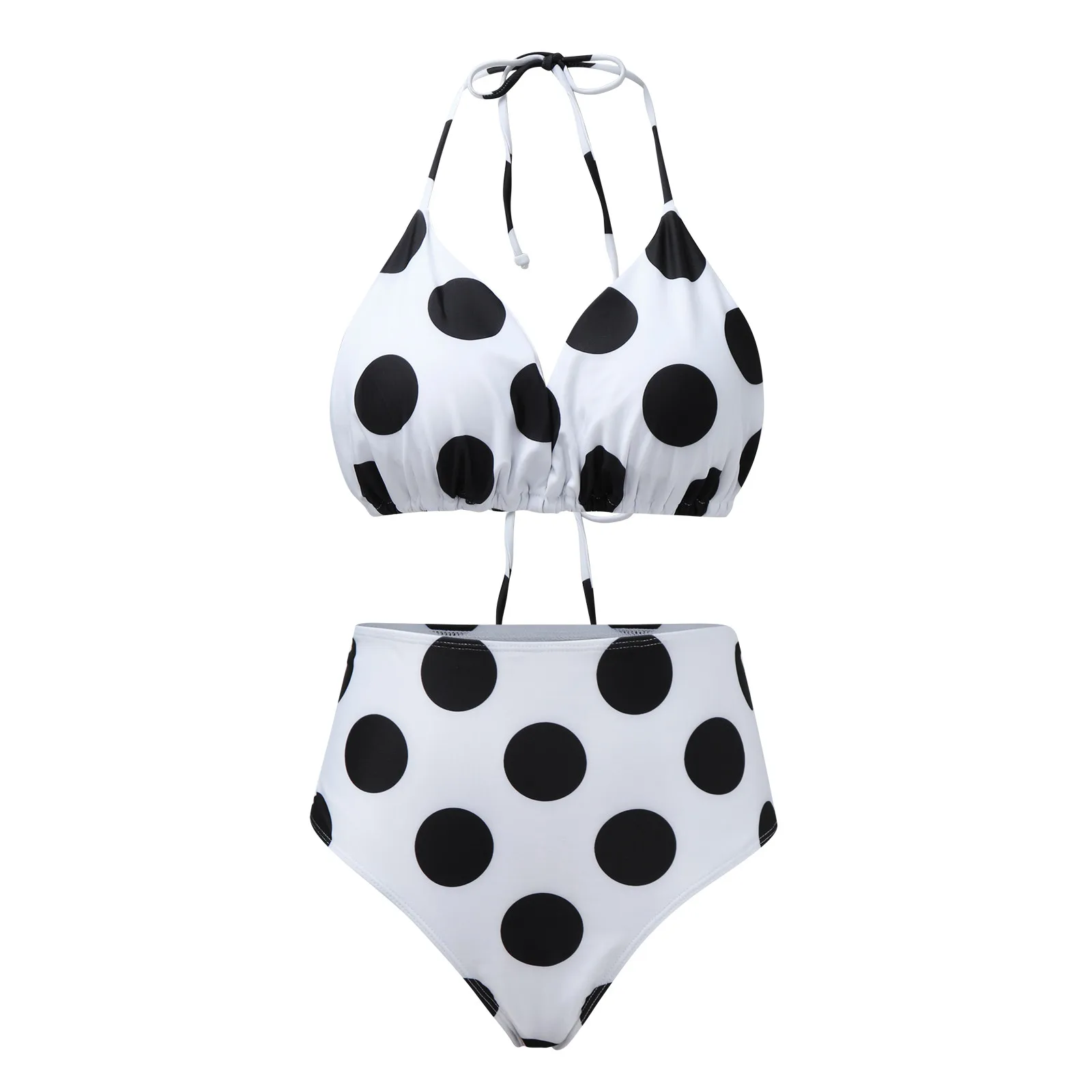 2022 Women Plus Size Swimwear Dot Printed Swimsuit Three Piece Bathing Suit Ladies Push Up Padded Beachwear Bikini Female Bikini