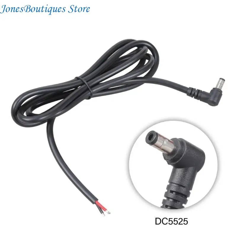 90 Degree DC5.5x2.5mm Plug to Bare Wire Cord 16AWG 15A Replacement Cable Wire W8KE