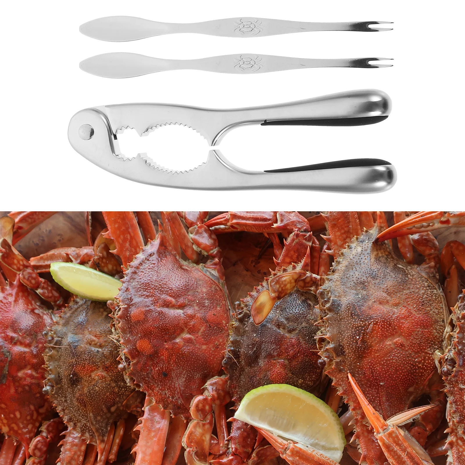

1Set Crab Eating Tool Stainless Steel Zinc Alloy Sturdy Handle Seafood Tools Set for Lobster Crab Cracking