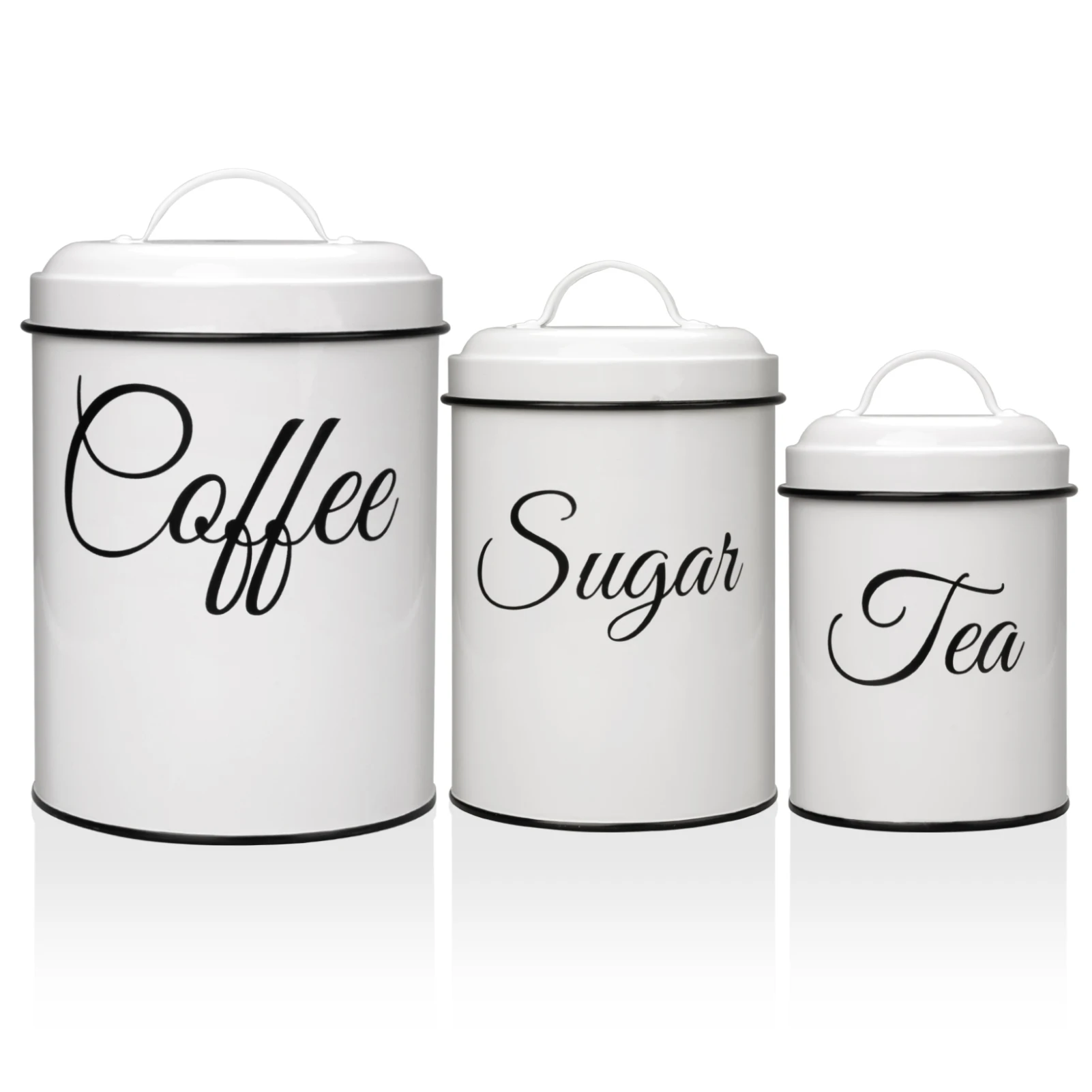 3pcs Canister Set for Kitchen Counter, Airtight White Vintage Canisters Sets Kitchen Decor, for Coffee Organization and Storage