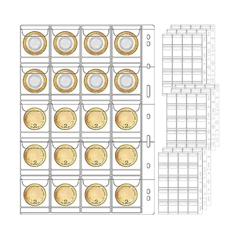ABZS 40 Pocket Coin Collecting Pages With 9 Holes For Coin Album Collecting Sleeves For Most Coin Stamp Badges Etc