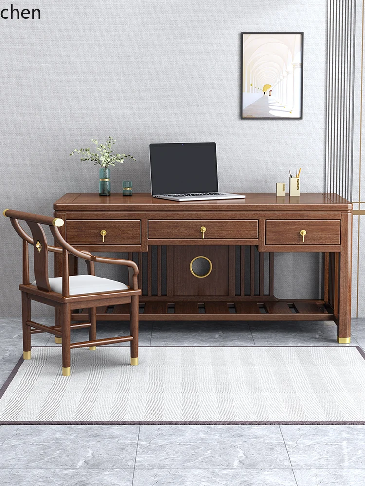 

ZML solid wood desk home writing desk modern small apartment walnut office study calligraphy table