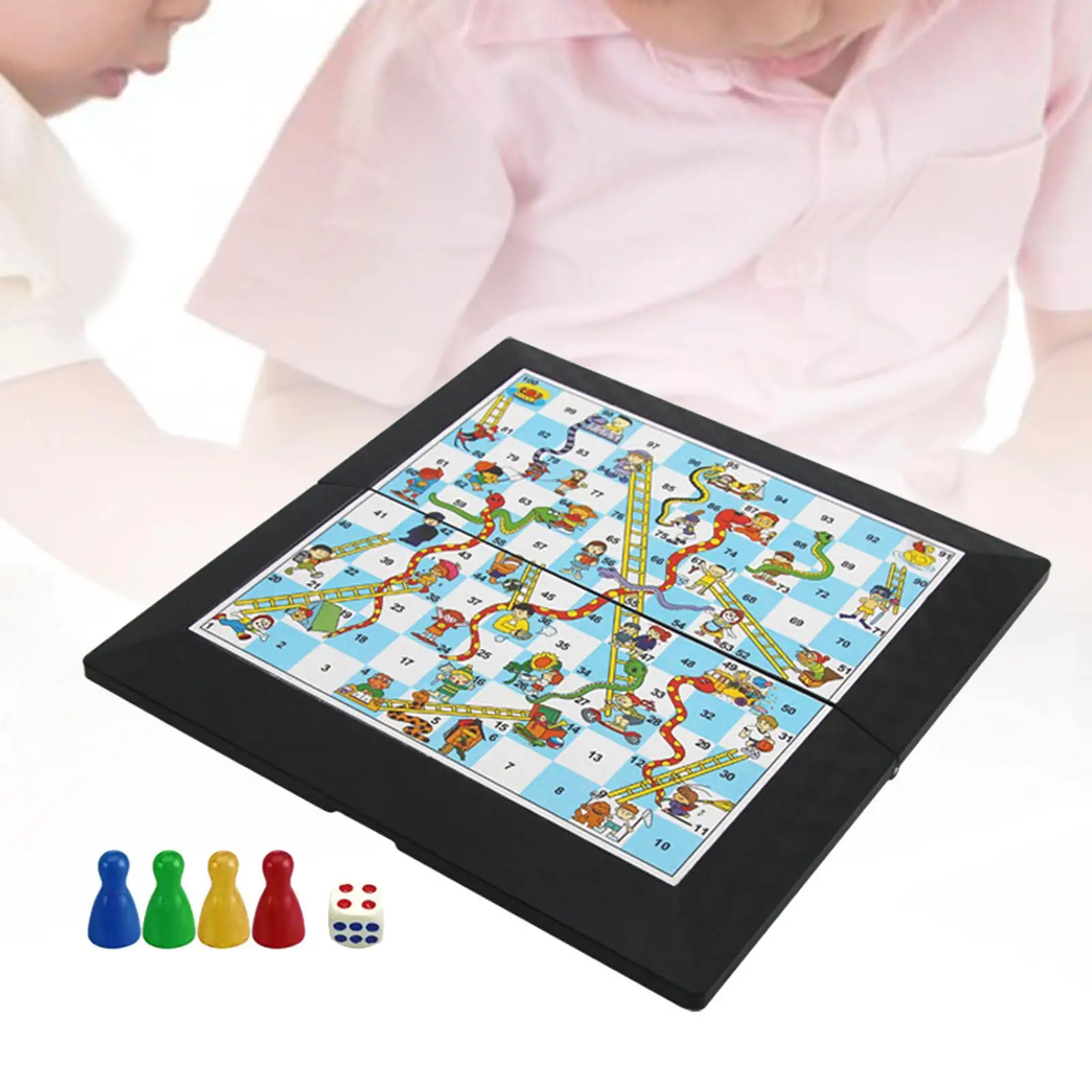 Schlangen- und Leiternbrettspiel, zusammenklappbares Schachbrett für Freunde im Innen- und Außenbereich