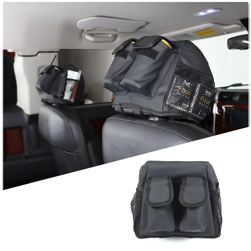 For Toyota FJ Cruiser 2007-2021 Artificial Leather Material Car Seat Headrest Cover Storage Bag Interior Storage Accessories