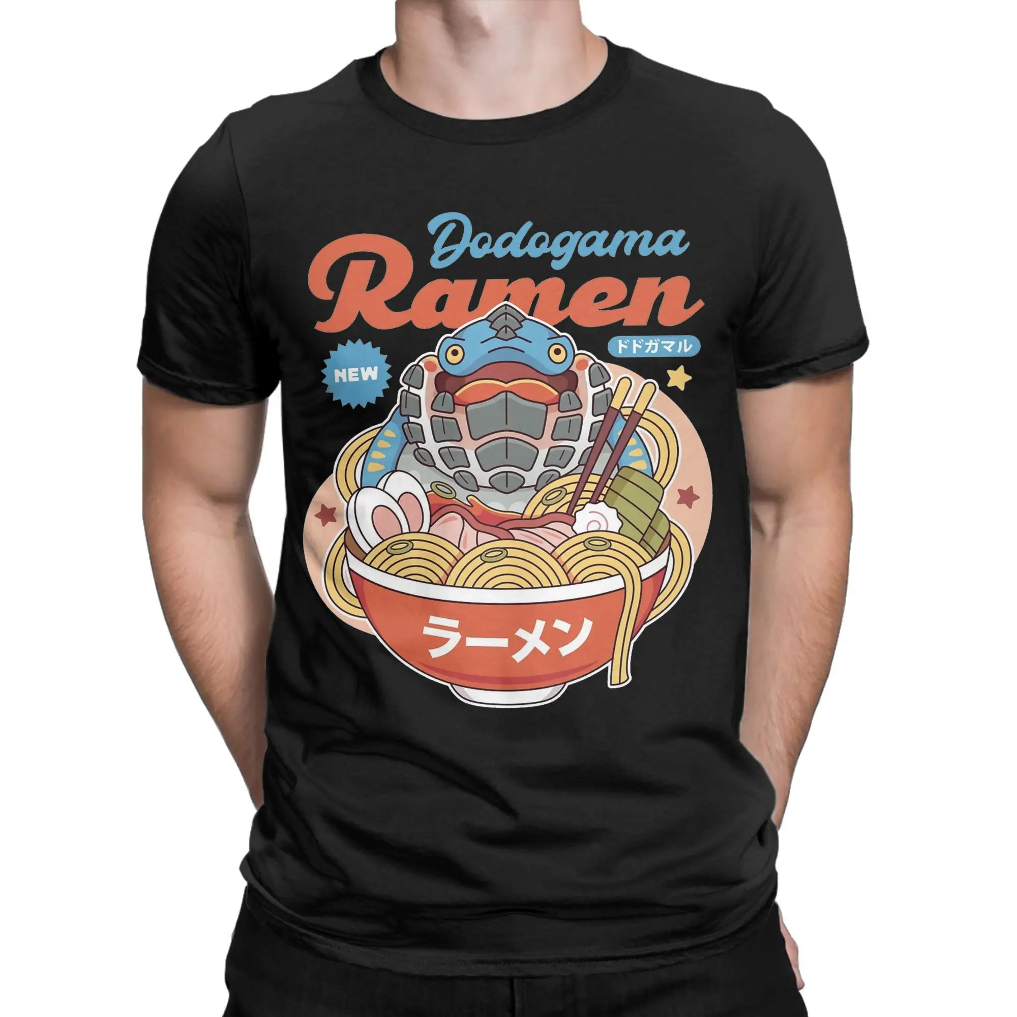 Monster Hunter   T-Shirt for Men Dodogama Ramen Vintage Cotton Tee Shirt Round Neck Short Sleeve T Shirts Plus Size Clothes