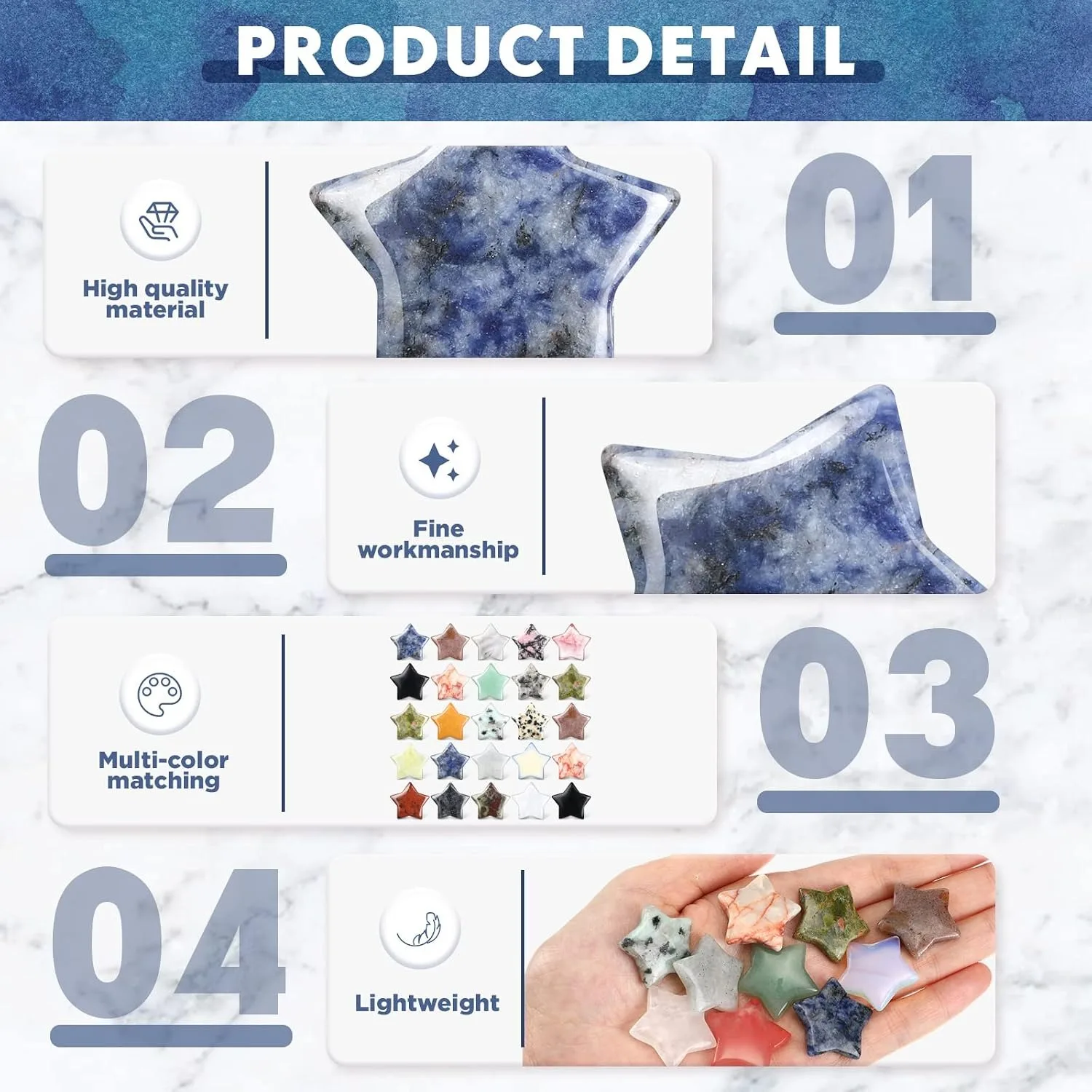 20 Stück sternförmige Kristall-Mini-Taschensteine aus Quarz, Hexenzubehör, Dekoration, Meditation, Energieausgleich – Detail 5