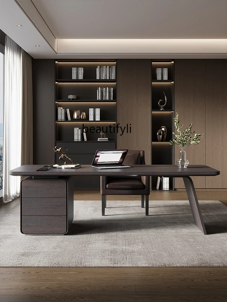 E153 Italian Style Light Luxury Designer High-End Desk for Home Living Room Study Solid Wood Office Desk Simple Computer Desk