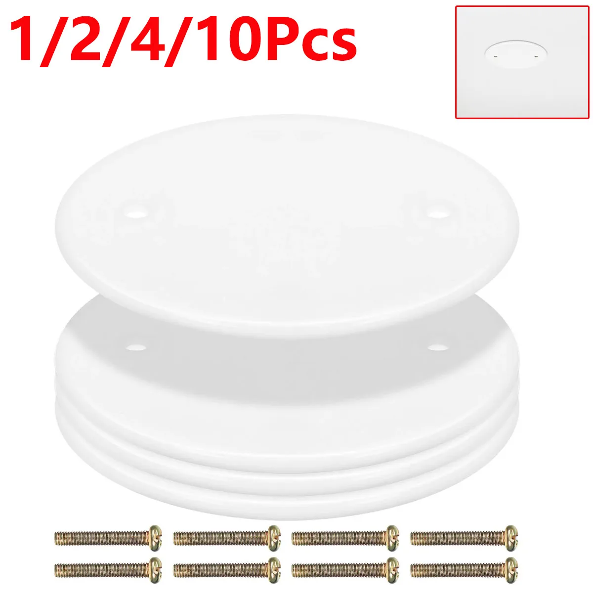 

1/2/4/10Pcs Ceiling Hole Cover Round Covering Plate Circular Ceiling Blank Up Covers Flat Blank Plate Round Electrical Box Screw