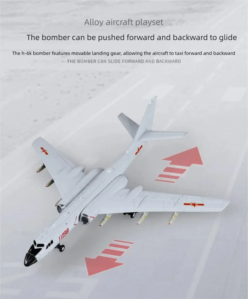 1:120 Scale H-6k Aircraft Model Alloy Simulate Aviation Exquisite Model Airplanes Military Collection Display Inertial Taxiing