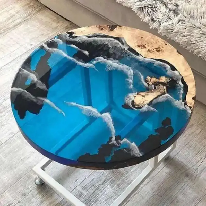 custom.Round Epoxy Resin Table with Real Wood Custom Made Dining, Coffee Shop, or Home Interior