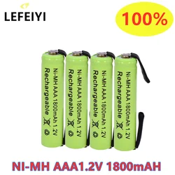 AAA 1800mAh 1.2V Ni-MH with Solder Tabs rechargeable battery cell, for Electric Shaver, Razor, Toothbrush