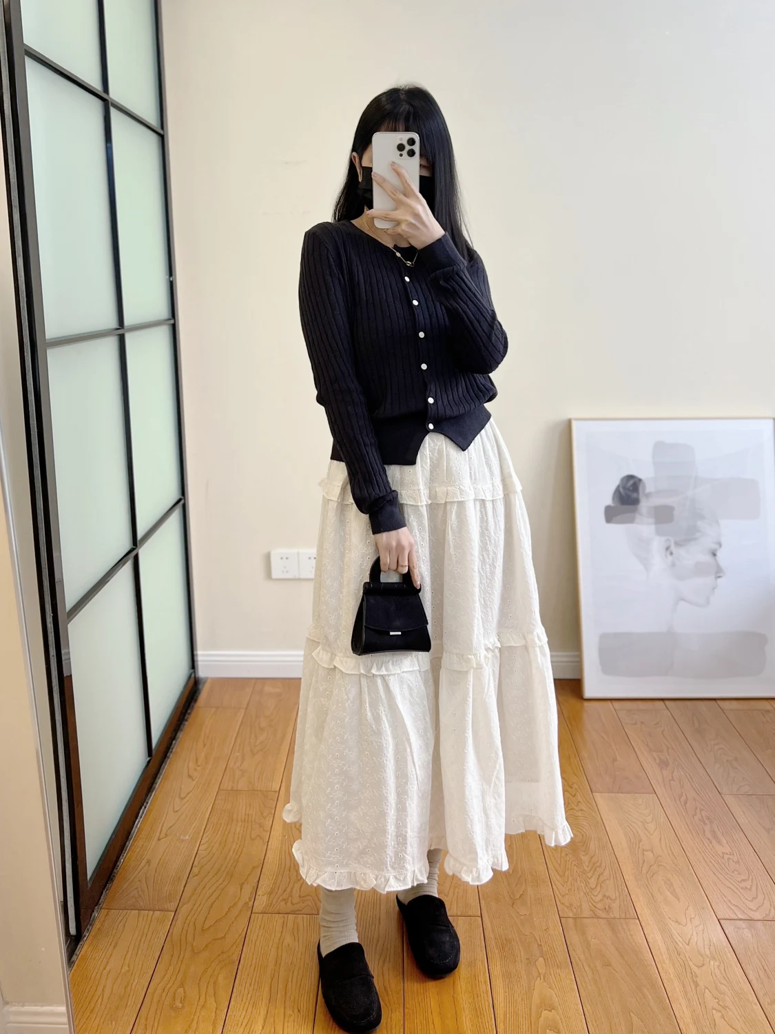 

Heavy Embroidery Wood ain Ruffle f Skirt Women's Elastic High Waist A-Line Cake Skirt Spring Season Korean Sle