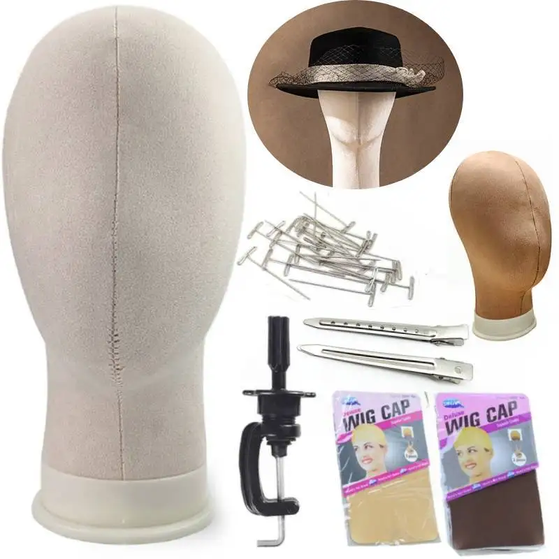 

Холщовая головка для демонстрации парика, изготовление плетения волос и укладки головы манекена с подставкой для парика, заколки для укладки волос, Т-образные булавки, шапочки для парика