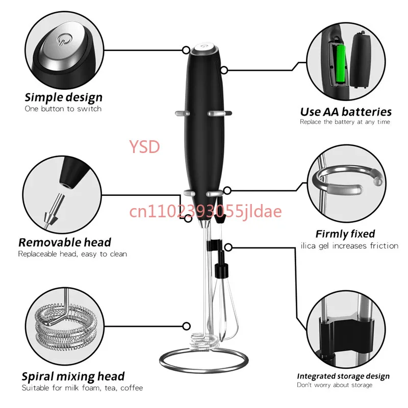 Electric Handheld Milk Frother Foamer Egg Beater Mini Drink Mixer with Stand for Coffee Lattes Hand Blending
