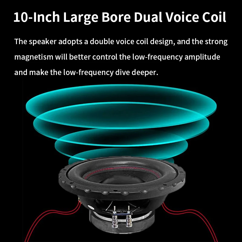 500W 10 Inch Dual Coil Super Subwoofer Car Audio Fever DIY Car 12V Fever High Power Speaker Active Car Subwoofer Speaker