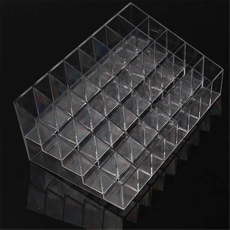 9/24/36/40 Lattice Trapezoid Transparent Makeup Display Rack Lipstick Stand Rack Cosmetic Organizer Holder Box Quality Plastic