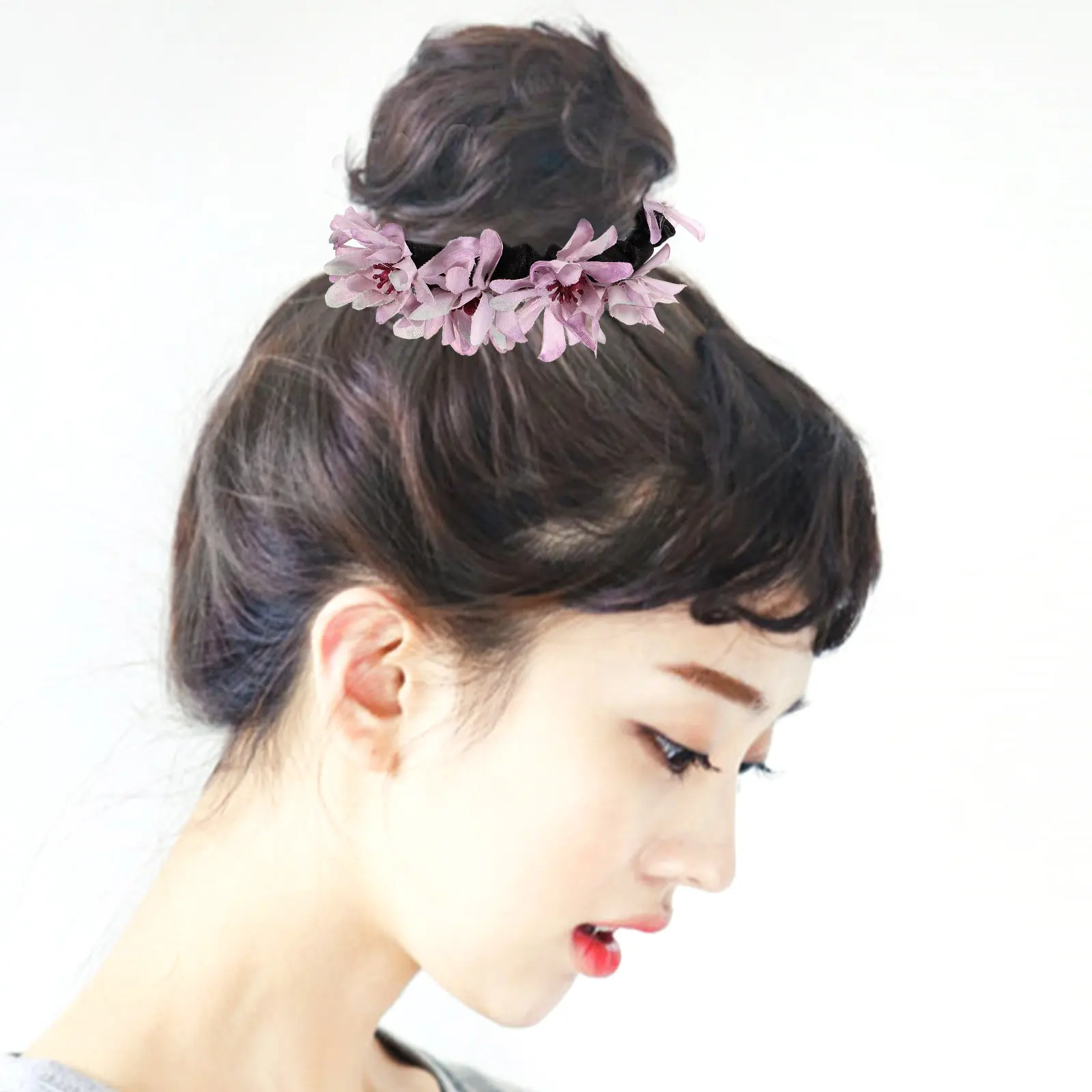 Flower Elastic Hair Rope Soft Cloth Ponytail Holder Stylish Hair Tie Accessories for Women Girls Ponytail Holder
