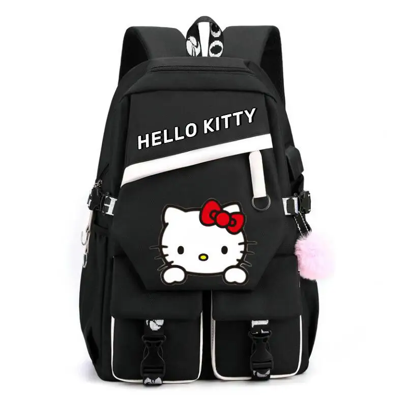 Kawaii Hello Kitty Backpack for Girls School Bags Portability Teens College Student Large Travel Shoulder Bag Mochilas Escolares