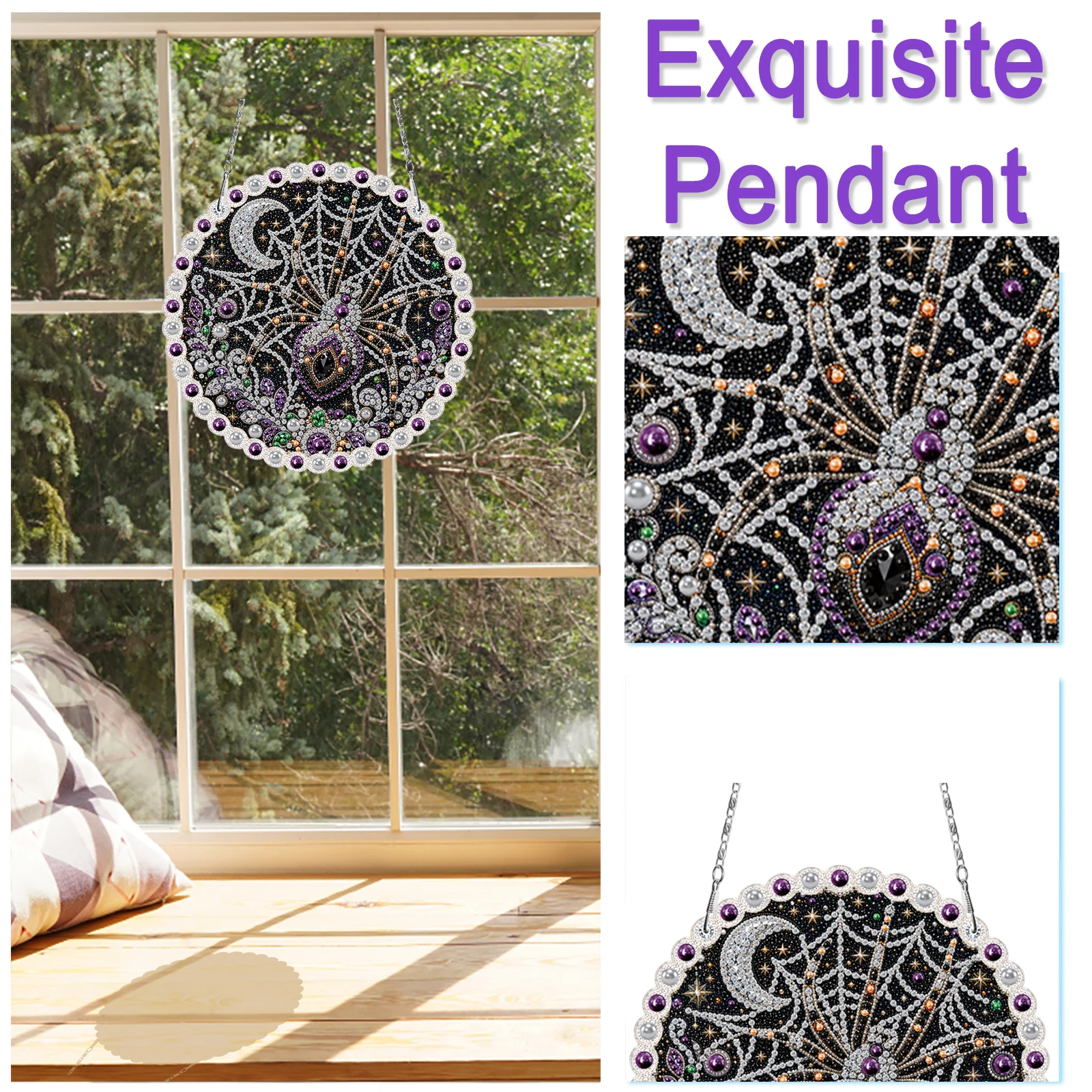 DIY Rhinestone Drill Craft Acrylic Diamond Painting Pendant Single-Sided Hanging Ornament Home Decor Kit
