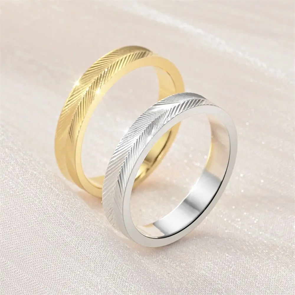 Fashion Simple Cat Eye Plain Ring Light Luxury Finger Jewelry Couple Titanium Steel Ring Lovers Cat's Eye Ripple Ring Girls