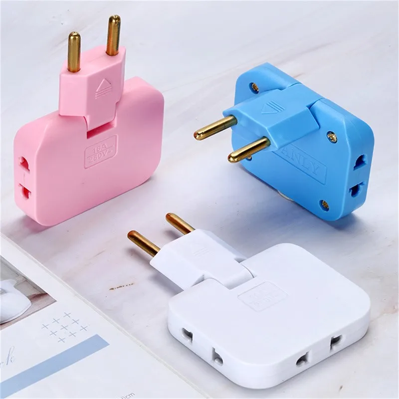 EU Extension Plug Electrical Adapter 3 In 1 Adaptor 180 Degree Rotation Adjustable For Mobile Phone Charging Converter Socket