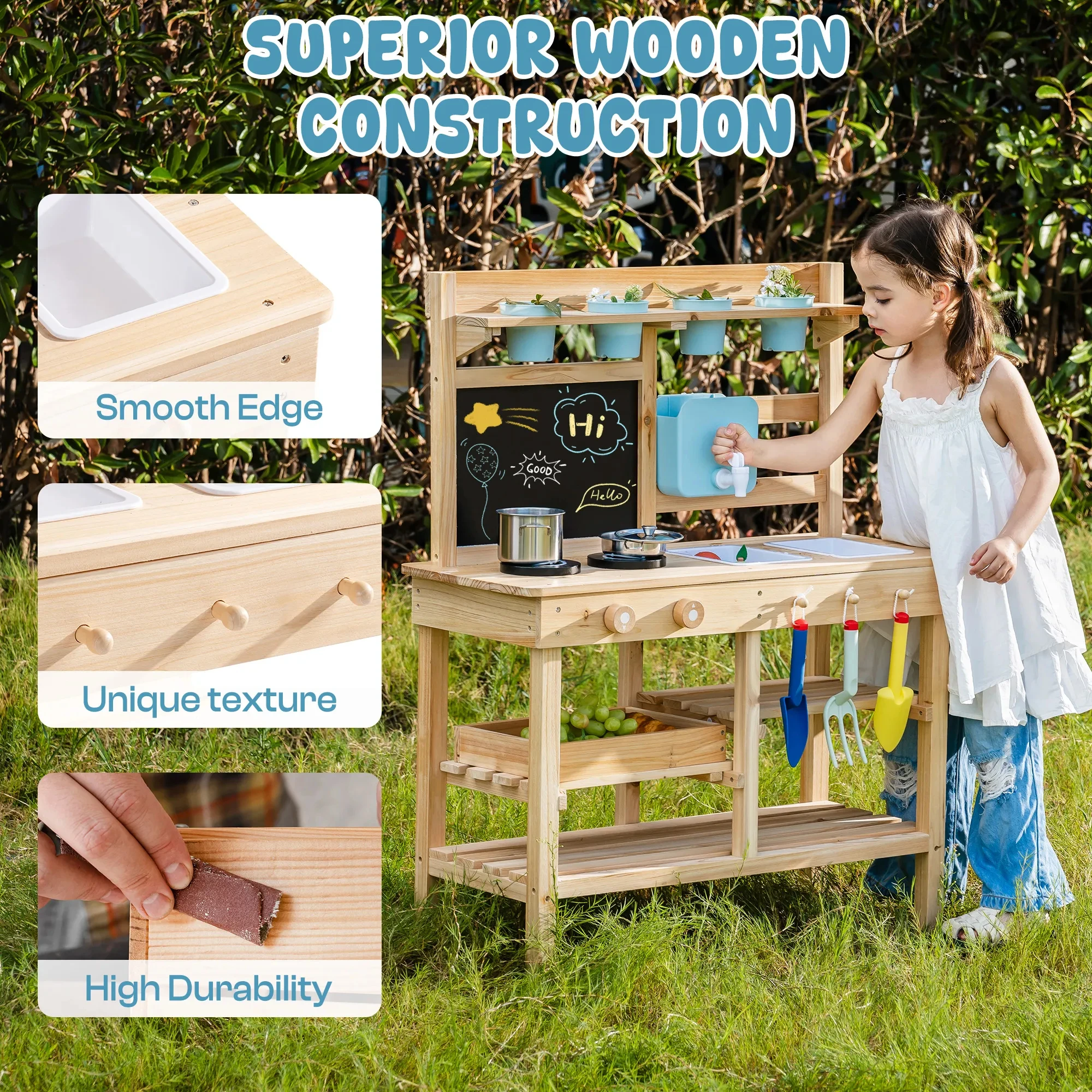ROBUD Holz-Gartenküche für dra – Kids Outdoor Chalkboard Bewertung und Preis