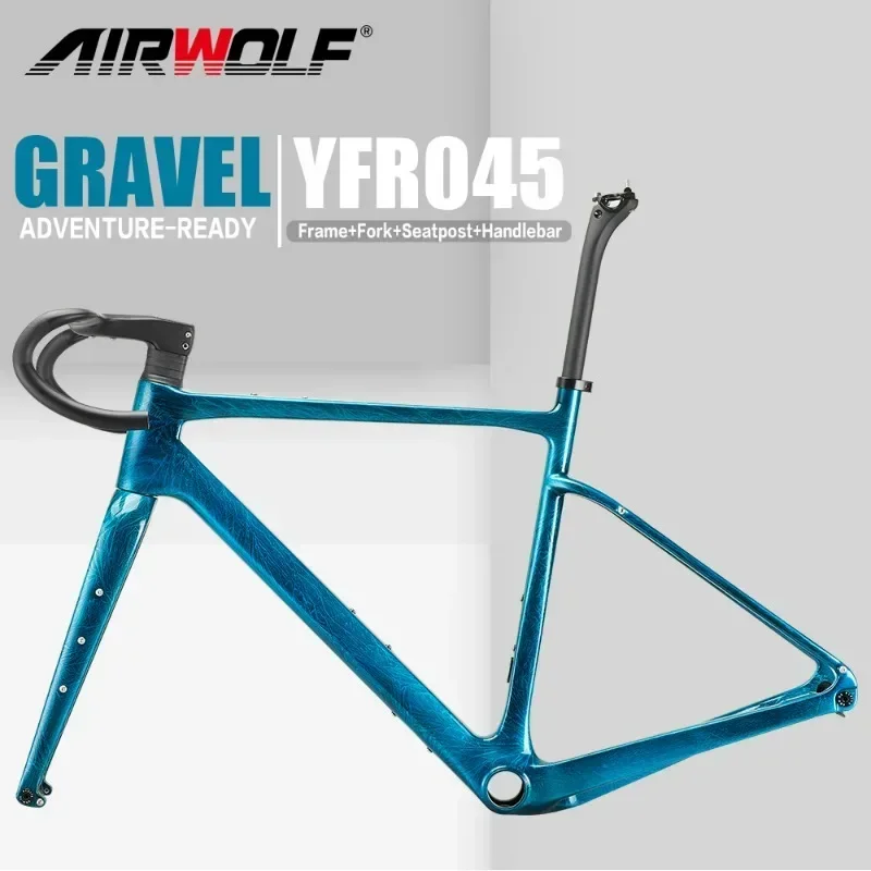 

Airwolf T1100 Carbon Gravel Bike Frame with 700*45C Max Tire Carbon Road Bike Gravel 148*12mm Disc Brake Bicycle Hot Sale