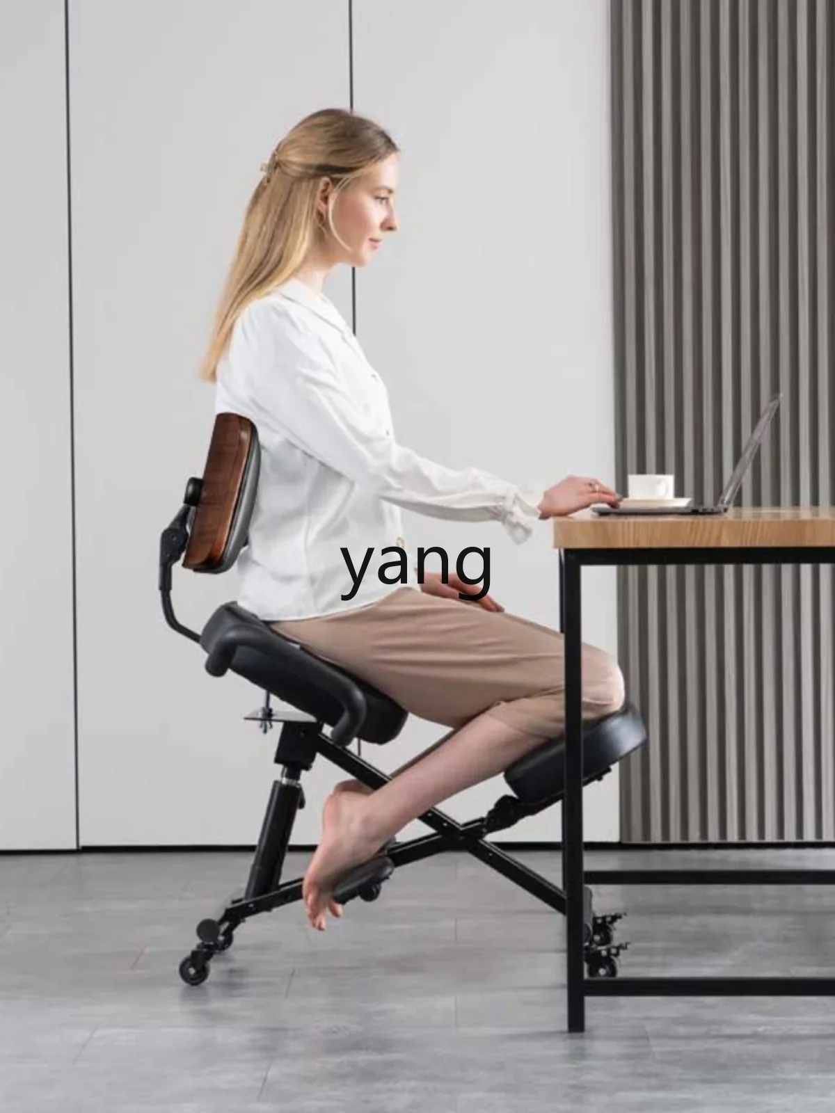 Yjq Adult Large Exclusive Adjustable Correction Sitting Posture Engineering Riding Chair Solid Wood Backrest Anti-Humpback