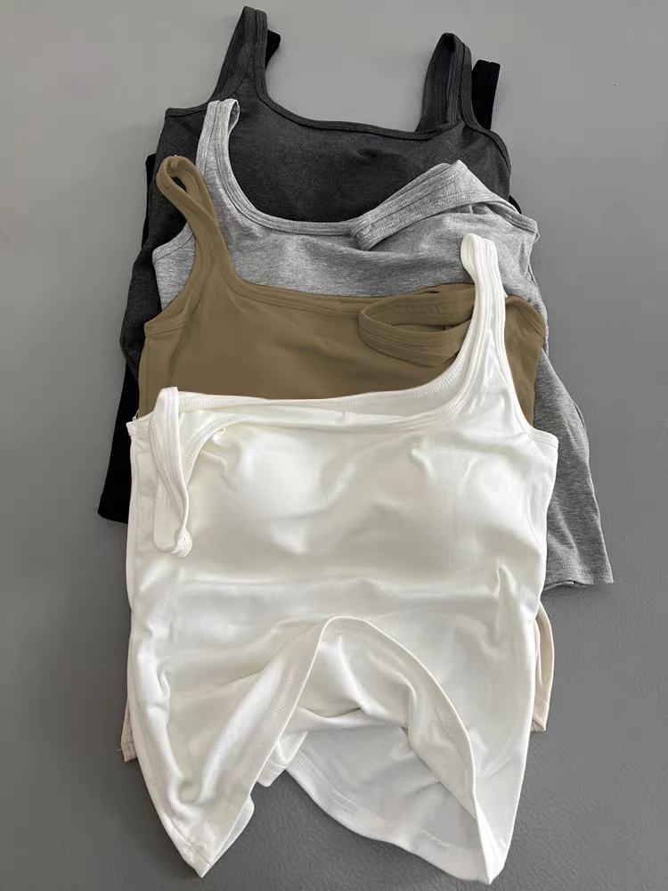 Pure Cotton Strapless Vest Women's Slim Fit Inner Wear Tank Top with Chest Pad Integrated Design Summer New Style Big Size