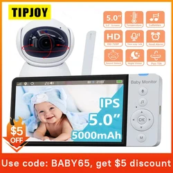 5.0 Inch HD IPS Screen Wireless Video Baby Monitor With PTZ Camera Night Vision 2-Way Audio VOX Lullaby Record Camera Babysitter