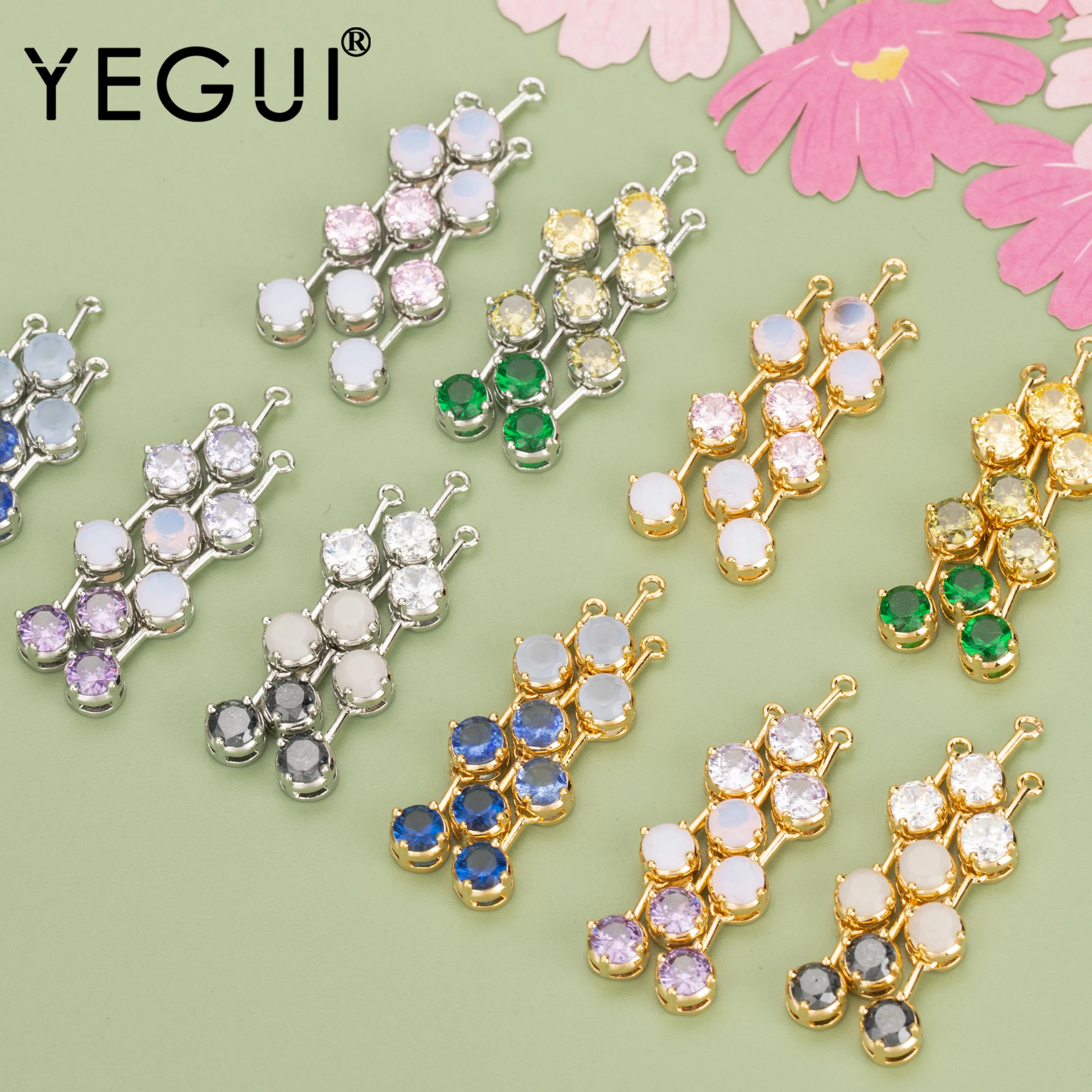 

YEGUI MB18,jewelry accessories,nickel free,18k gold rhodium plated,copper,zircons,charms,diy pendants,jewelry making,6pcs/lot