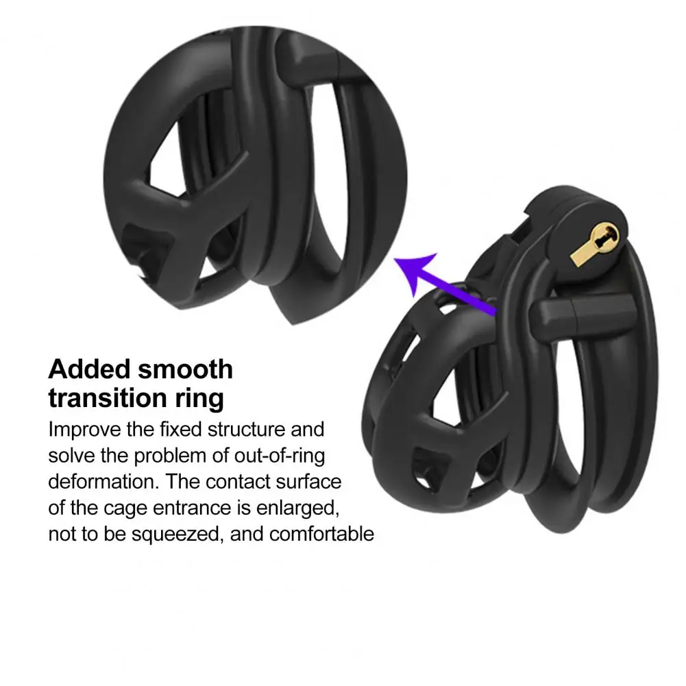1 Set Male Penis Cage Smooth Surface Male Chastity Device Resin Penis Chastity Cage with 4 Penis Rings Set Home Male Cock Cage