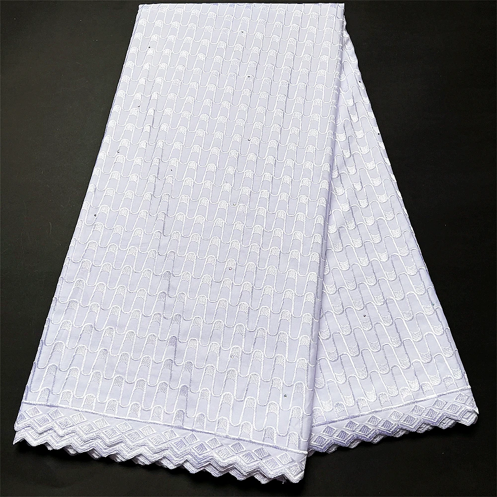 

Nigerian Cotton Polish Fabric for Men, High Quality Polish Lace Material, 5Yards with Stones, hz1164