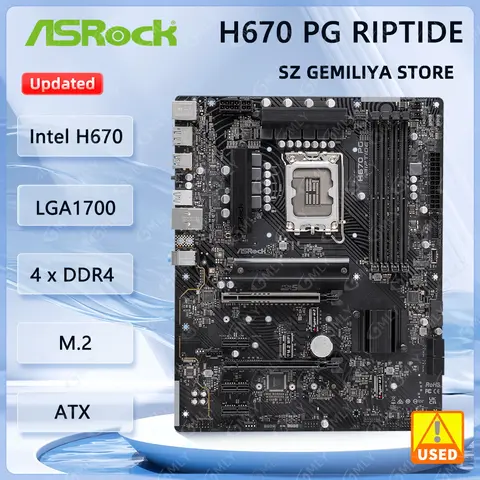 ﻿   ASROCK H670 PG RIPTIDE เมนบอร์ด Intel H670 LGA1700 128GB PCIe 5.0 M.2 ATX สนับสนุน i7-14700 i5-14400 i7-13700 i5-13400 cpu