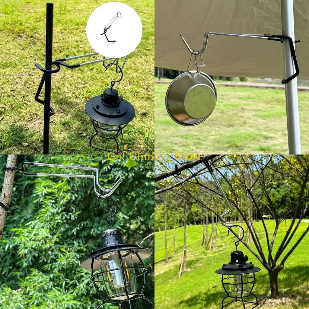 Q84C Multifunctional Hanging Basket Hook Lamp Hanger Tent Rod Post Strong Hanger Lamps Hook for Outdoor Fishing