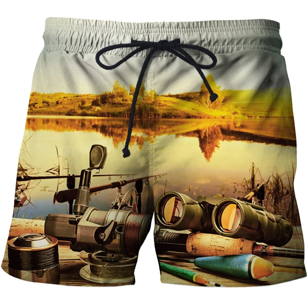 Bañador 3D de Estilo Hawaiano para hombre, ropa de playa Sexy, pantalones cortos de tabla, traje de baño de talla grande, bañador deportivo de pesca